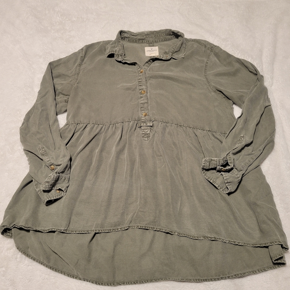 AE Green Peplum Jeggings Top, Women's Size XL